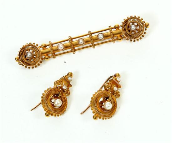 VICTORIAN BAR PIN AND EARRINGS  122261