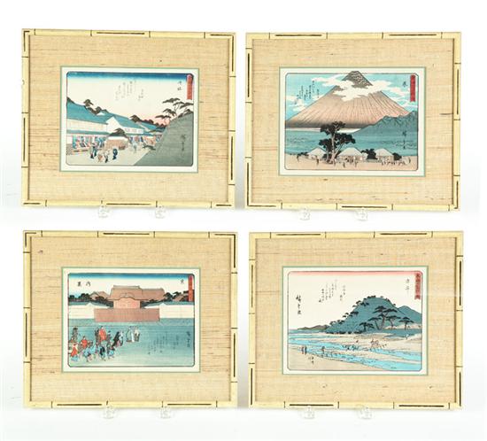 FOUR WOODBLOCK PRINTS.  Japan 