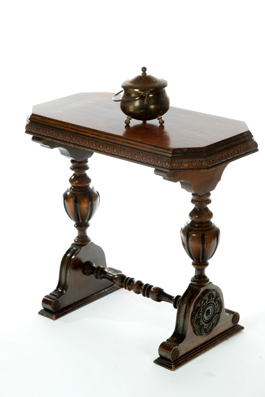 JACOBEAN STYLE SIDE TABLE AND BRASS 1222aa