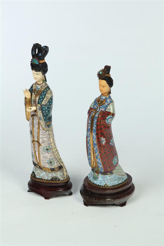TWO CLOISONNE FIGURES.  China 