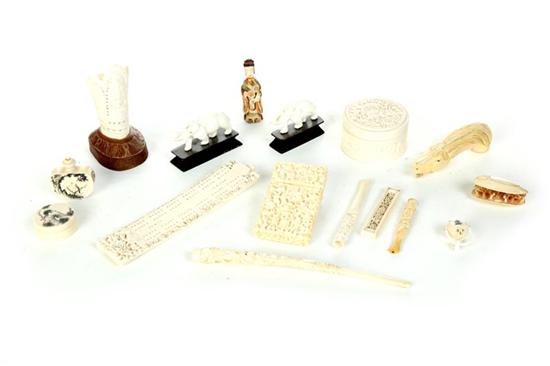 TWENTY IVORY CARVINGS.  Asian and European