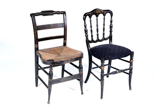 TWO DECORATED SIDE CHAIRS Nineteenth 12231c