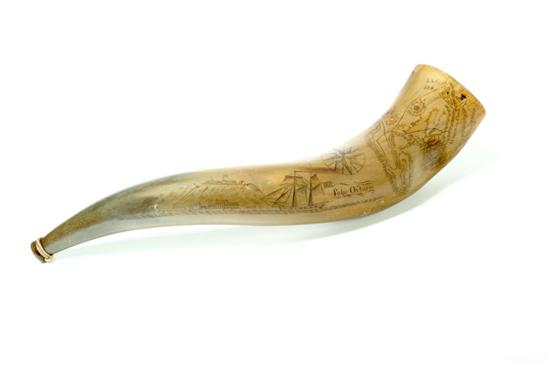 ENGRAVED POWDER HORN England  122369