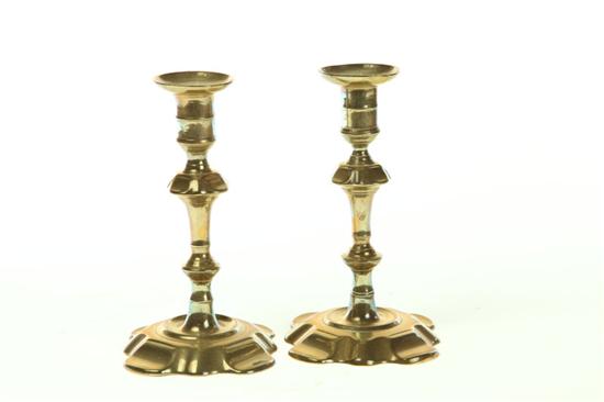 PAIR OF BRASS CANDLESTICKS.  England