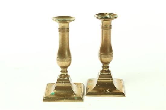 PAIR OF BRASS CANDLESTICKS.  American