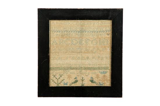 SAMPLER.  American  1833  silk