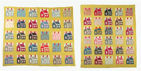 PAIR OF SCHOOL HOUSE QUILTS Probably 1225f5