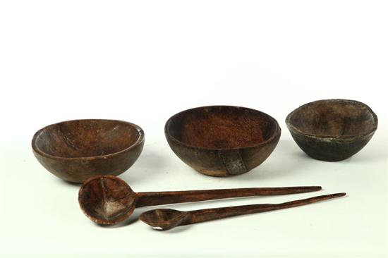 ****THREE WOODEN BOWLS AND TWO