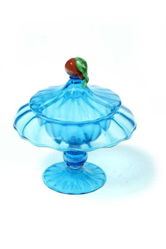 ART GLASS COMPOTE Midwest 20th 1226a6