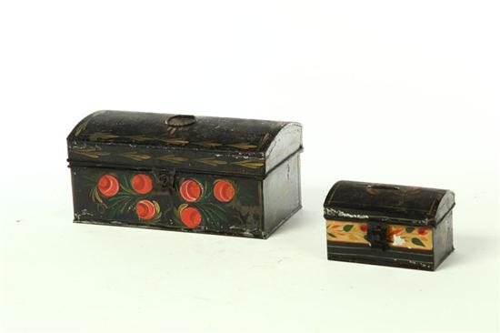 TWO TOLEWARE DOCUMENT BOXES.  American