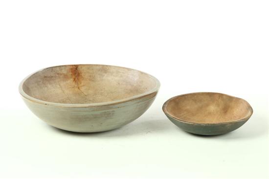 TWO PAINTED WOODEN BOWLS.  American