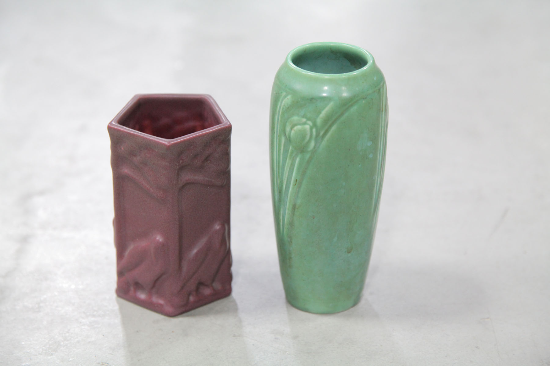 TWO ROOKWOOD VASES Ohio first 122754