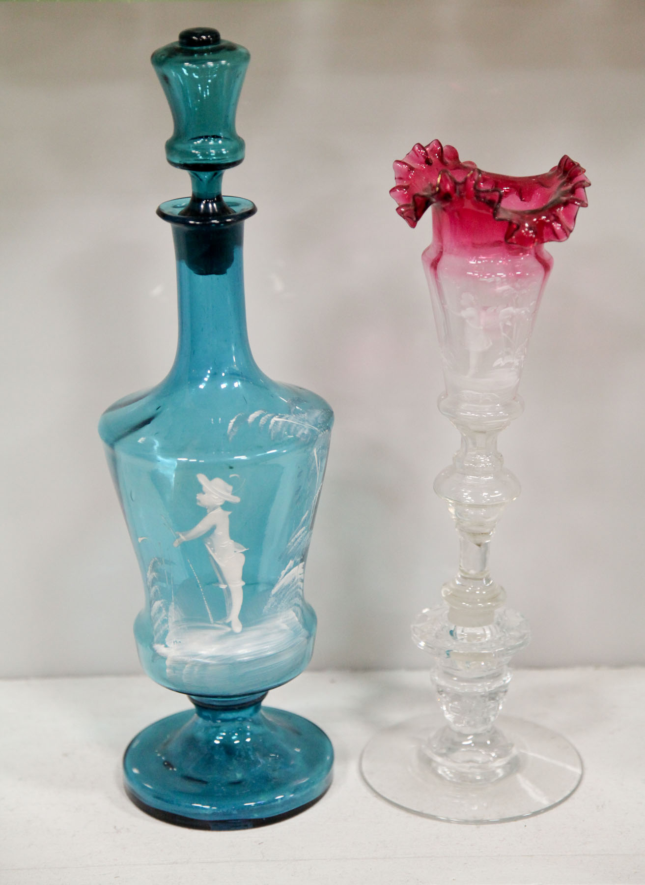 TWO PIECES OF MARY GREGORY GLASS  12278d