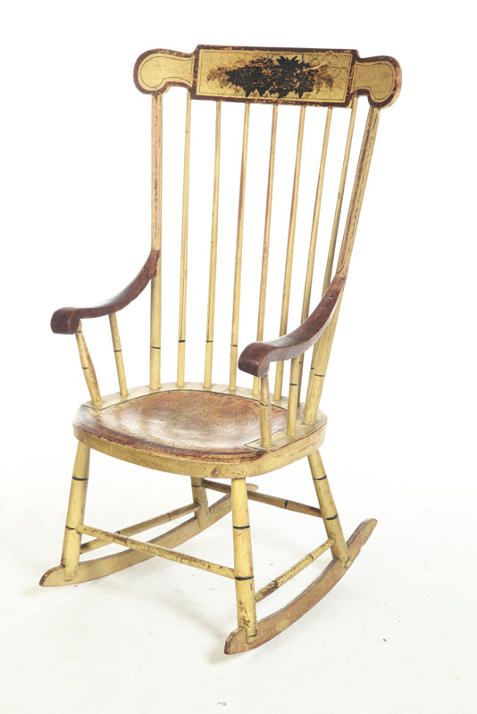 FANCY WINDSOR ROCKING CHAIR.  American