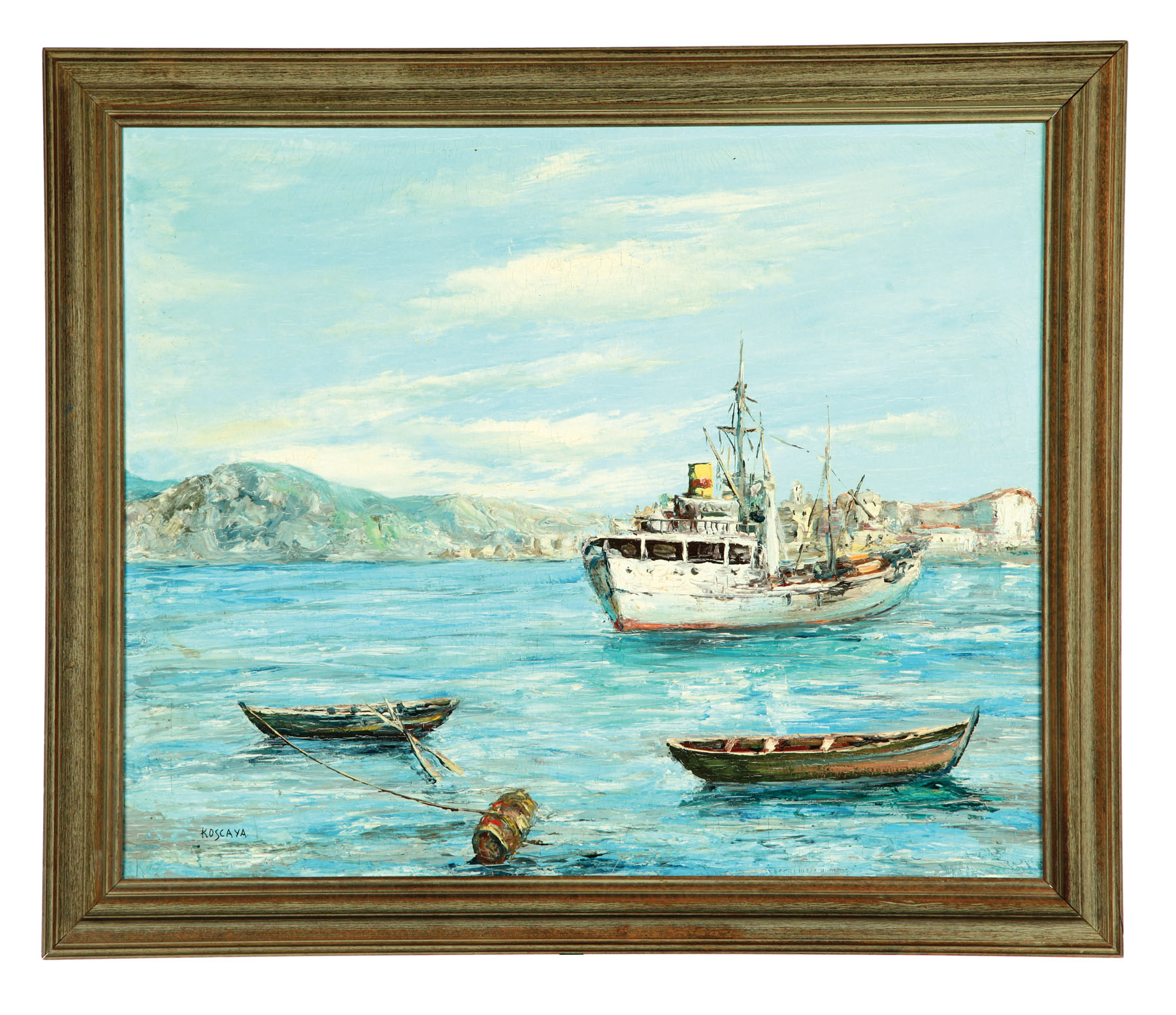 SEASCAPE WITH BOATS RUSSIAN 20TH 1227b2