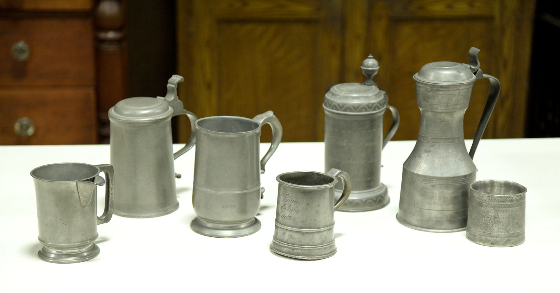 SEVEN PIECES OF PEWTER American 1227ed