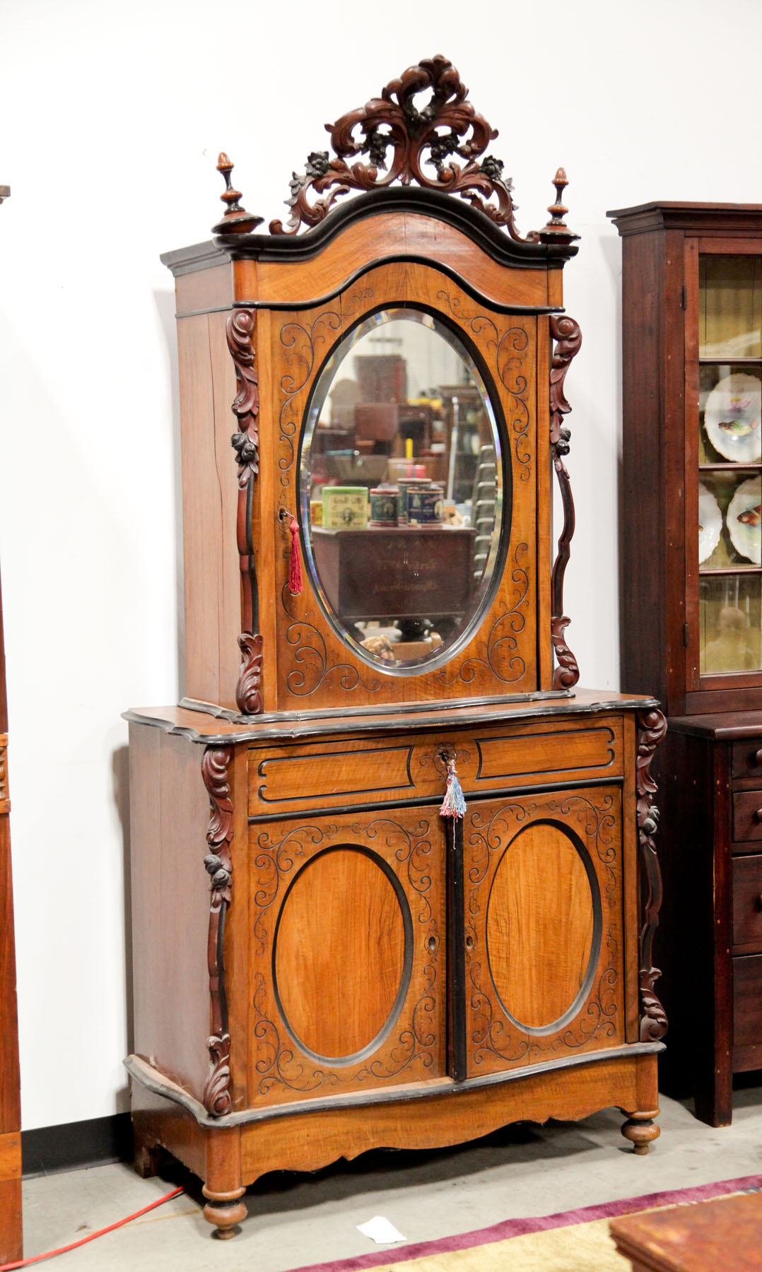 TWO PIECE VICTORIAN CABINET American 122802