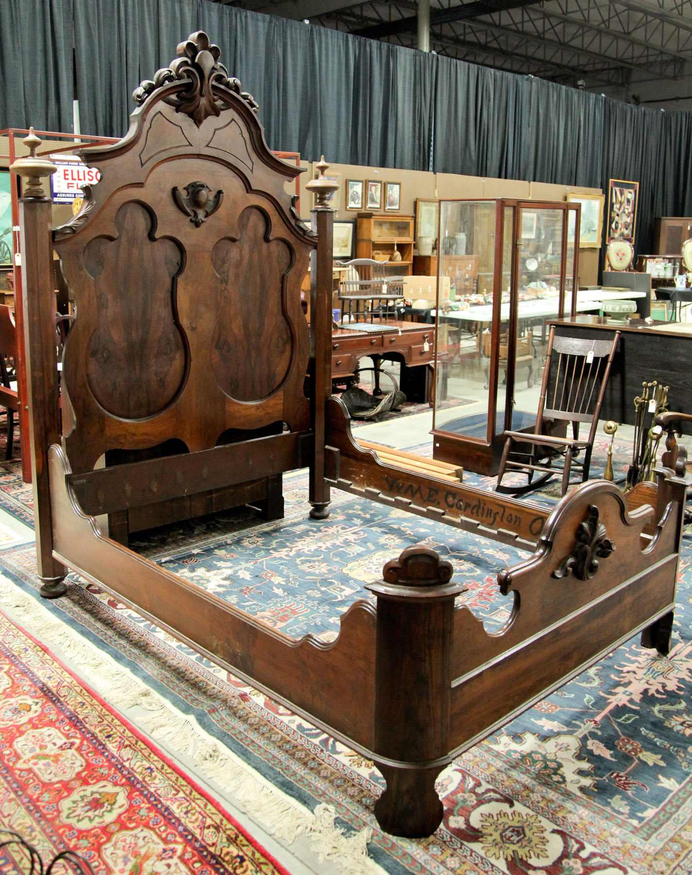 VICTORIAN HIGH BACK BED.  American 