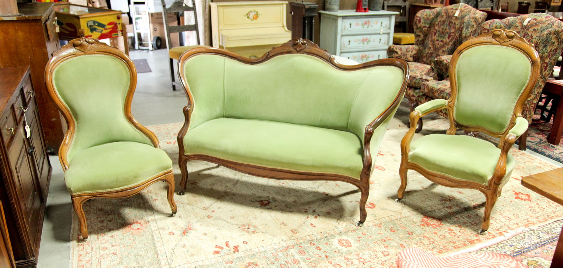 THREE PIECE VICTORIAN PARLOR SET.  American