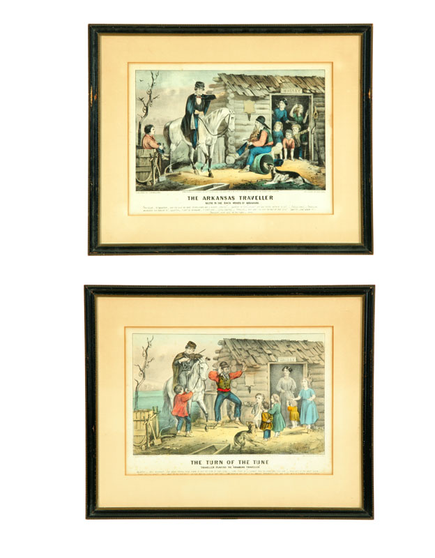 TWO CURRIER AND IVES PRINTS Handcolored 12285d