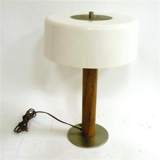 Mid Century table lamp wood column 120614