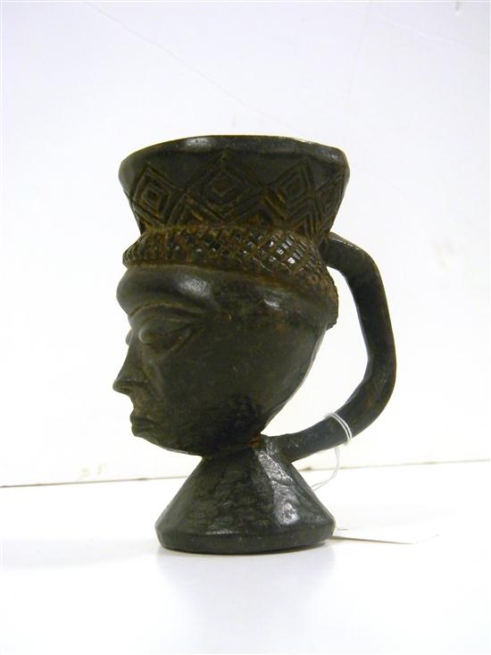 Pende drinking cup  wood  figural