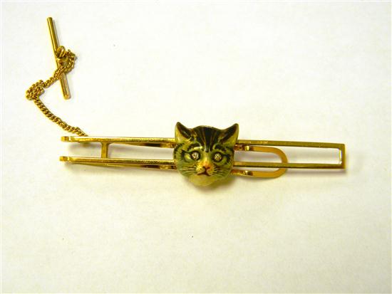 JEWELRY Enameled cat head tie 12068e