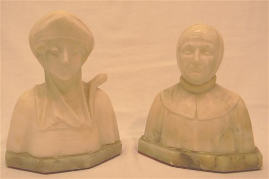 Alabaster Dante and Beatrice bookends