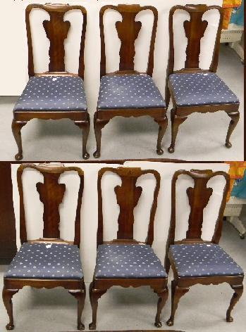 Six Queen Anne style dining chairs