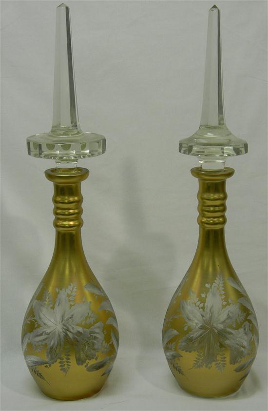 Pair cut and gilt glass decanters 1206d8