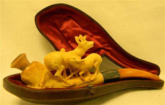 Meerschaum pipe carved stag and 1206ee