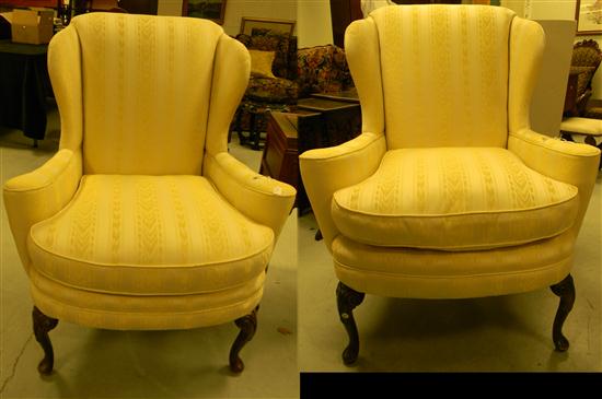 Pair of Queen Anne style wing chairs 120700