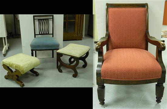 Victorian open arm chair  upholstered