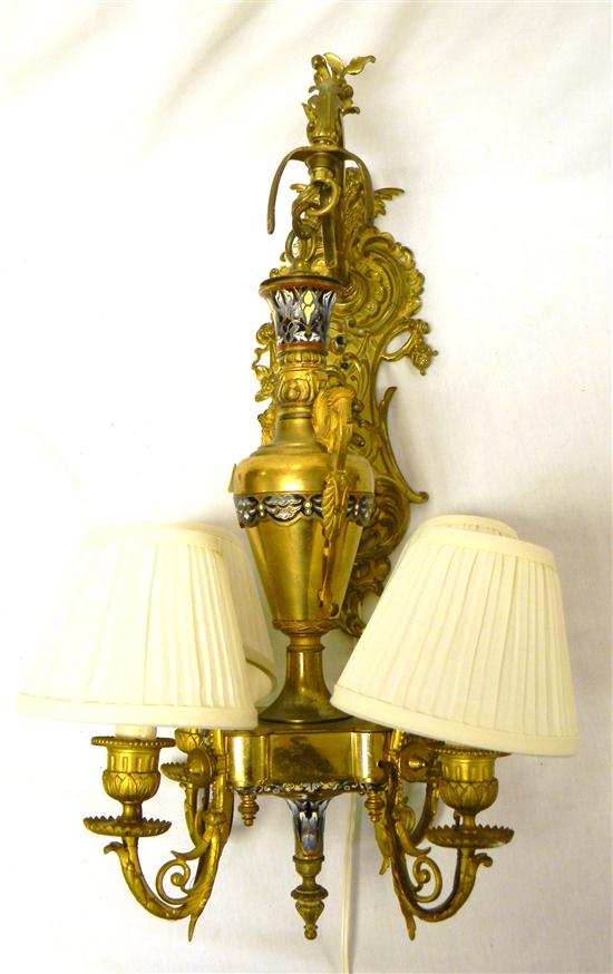 Chandelier with enamel sconce mount