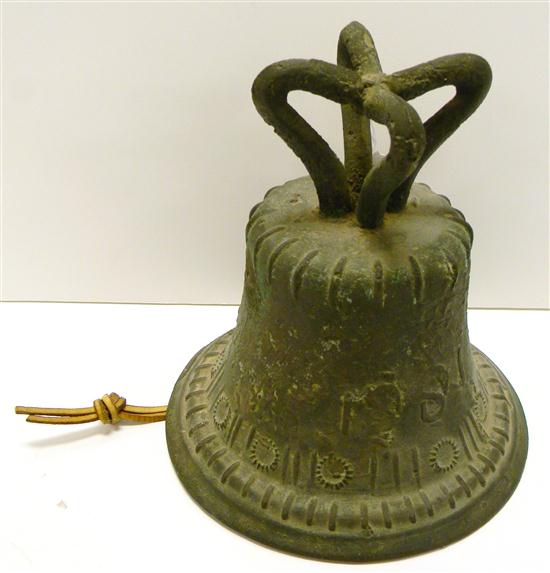 Bronze ship bell  figure of a man on