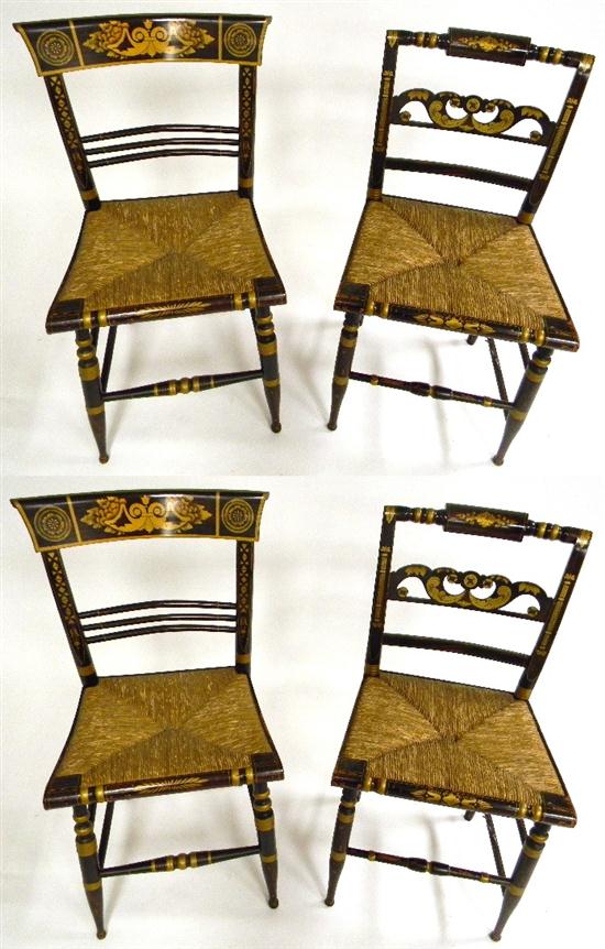 Two pair of Sheraton fancy chairs