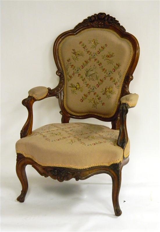 Victorian armchair rose carved 1208fd