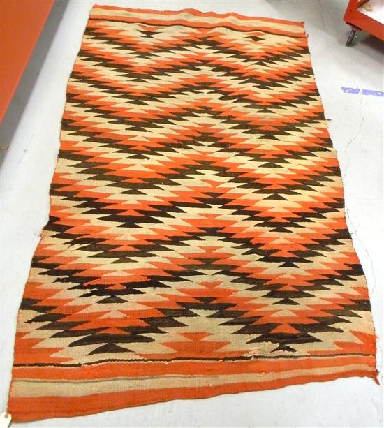 Navajo rug brown rust and beige 120907