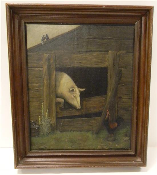 J.E. Baxter  oil on canvas  pig