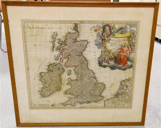 Early map of Great Britain  1712  hand