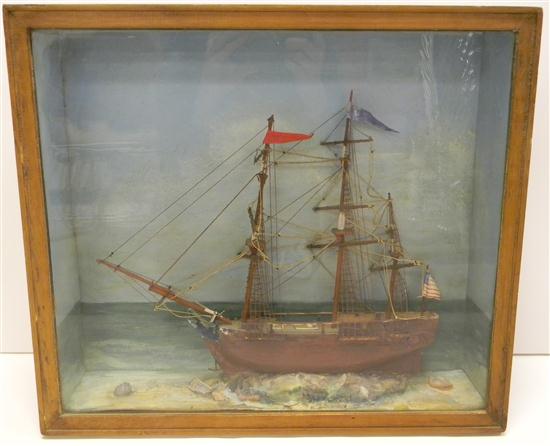 Diorama of American ship grounded on