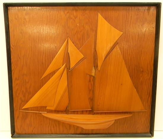 Three dimensional wooden ship relief 1209b3