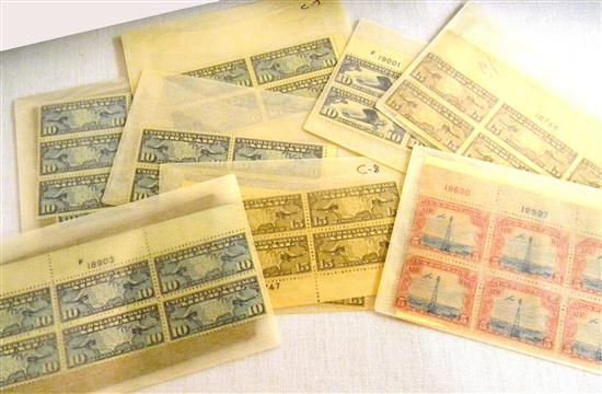 U.S. Air Mail plate blocks: C-7