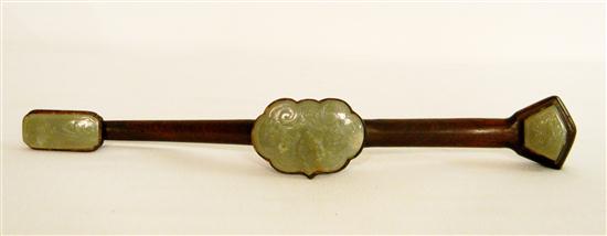 19th C Chinese Ruyi sceptre inset 1209ea