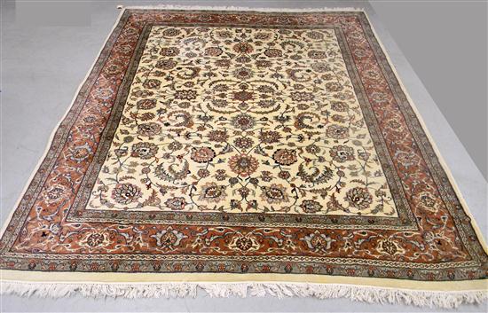 Kashan pattern rug handmade cream 120a12
