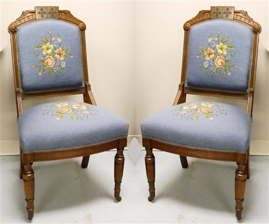 Pair Victorian side chairs with