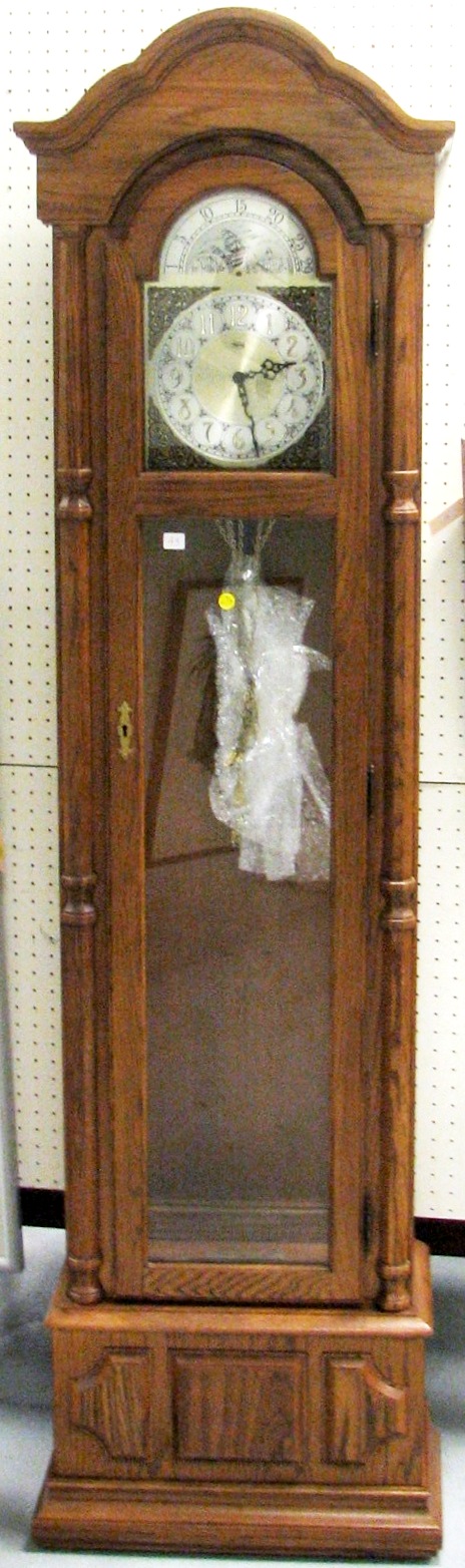 Ridgeway tall clock  oak and glass case
