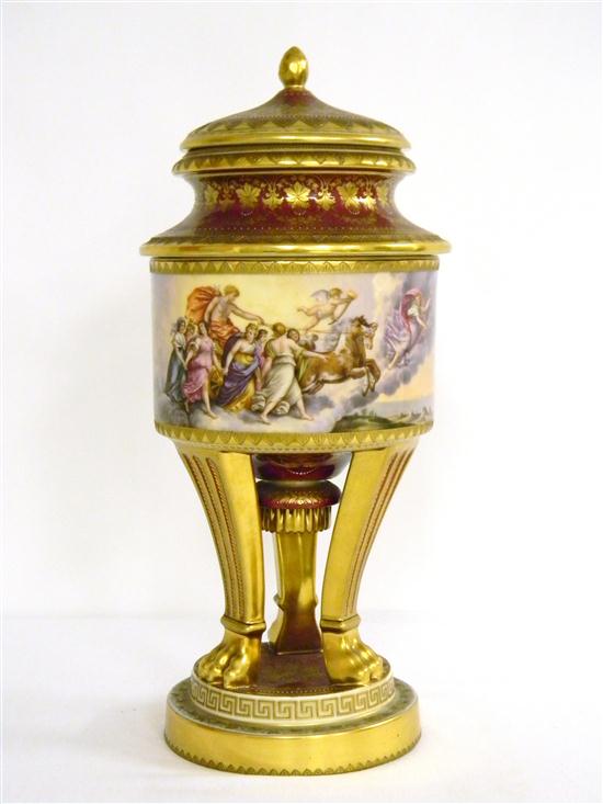 Royal Vienna hand painted covered urn