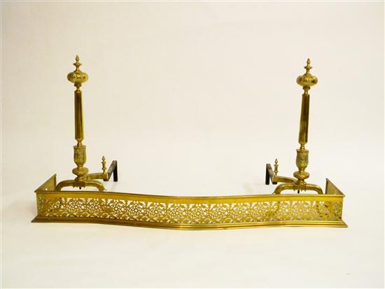 Brass reticulated fireplace fender