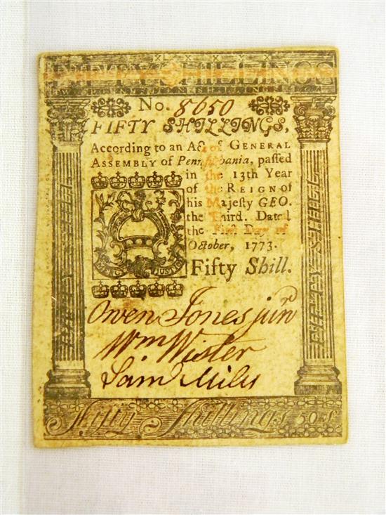 PA-Fifty Shilling Note - 10/5/1773.